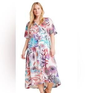 Anthropologie Tugboat oversized floral button down maxi dress size small